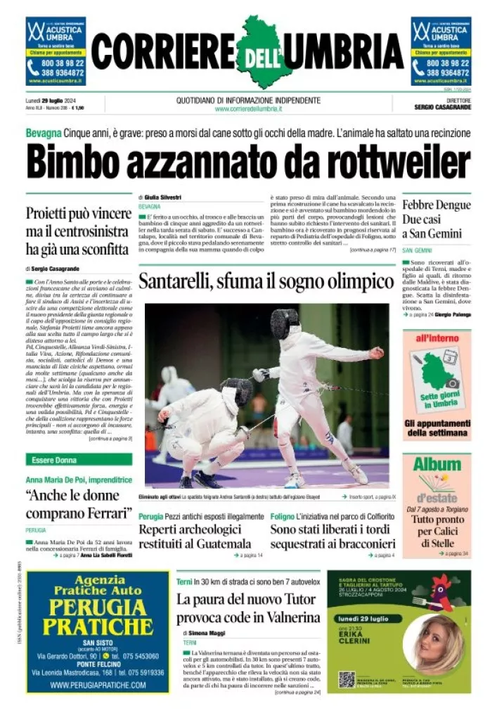 Prima-pagina-corriere umbria-del-2024-07-29